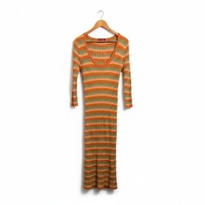 Lisa Says Gah Malfa Mohair Knit Striped Midi Dress